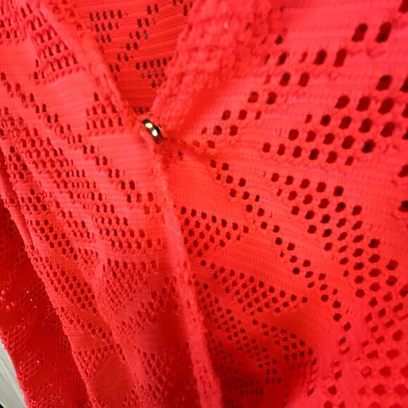 OP Ocean Pacific Swim cover Romper bright orange coral xl Jr 15-17  lace - Picture 4 of 10